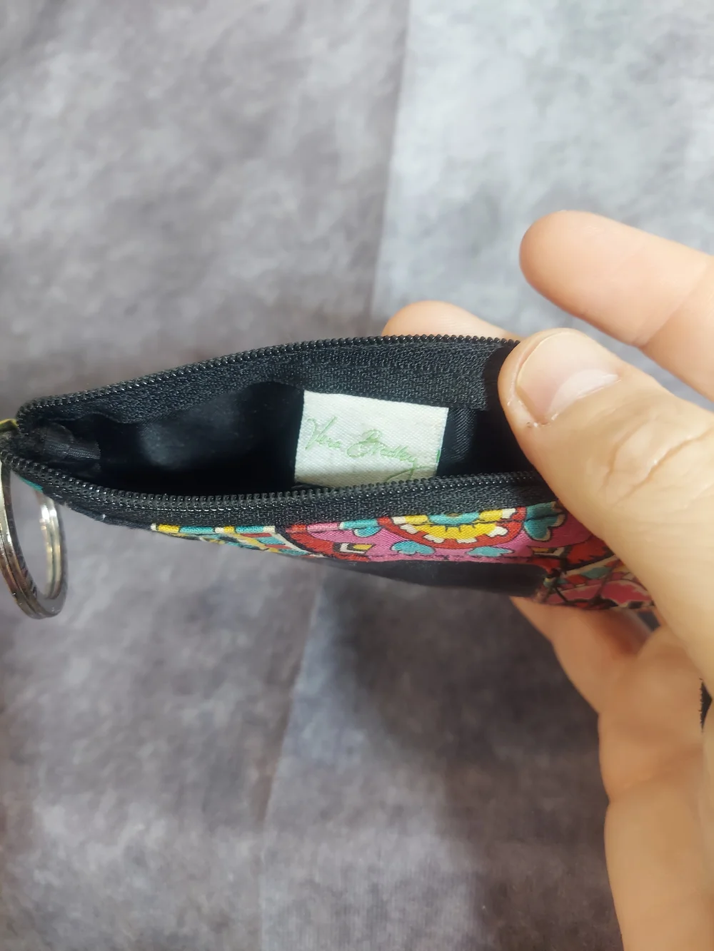 Vera Bradley Parisian Paisley Quilted Cotton Zip ID Case Wallet Keychain